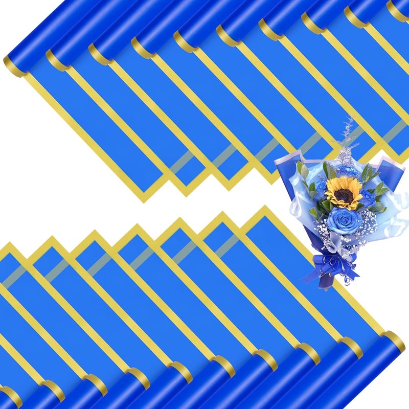 DEWJDFSC 20 Sheets Flower Wrapping Paper,Waterproof Floral Korean Bouquet Wrapping Paper, Florist Supplies, Suitable for Flowers Gift Packaging (Dark Blue) - Image 1